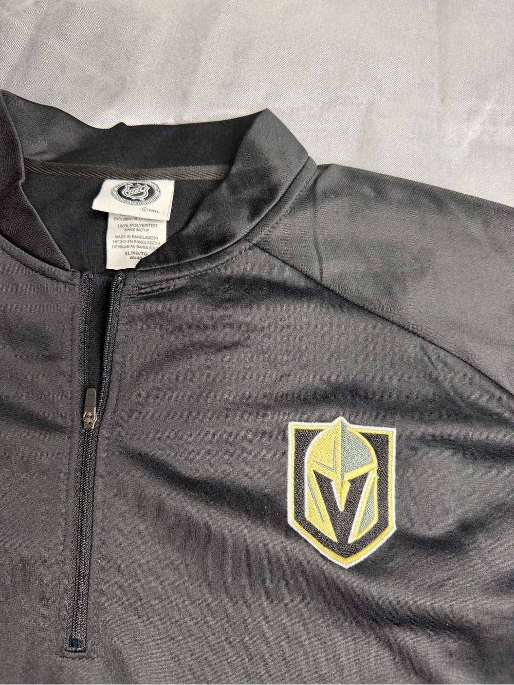 NHL Black and Gold Quarter-Zip Shirt Jacket with Crest